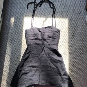 Reformation black linen tie dress
